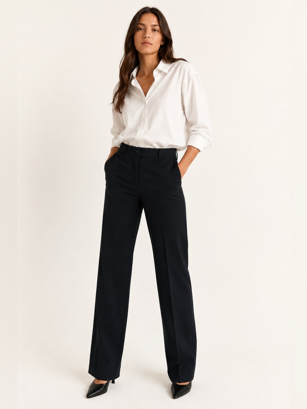 Yumi Mazao Paris Dress Pants Black Straight Leg Stretch 36